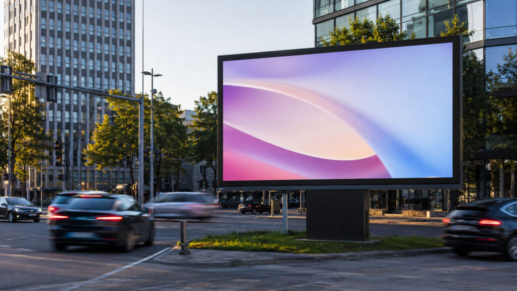 Digitale Plakatwand in einer deutschen Stadt — Symbol für eine durchdacht gebuchte Kampagne ohne typische Fallstricke.