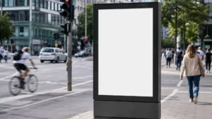 Plakatwerbung an einem gut sichtbaren innerstädtischen Standort als Beispiel für die Standortwahl