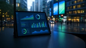 Kampagnen-Dashboard für digitale Außenwerbung mit DOOH-KPIs und Reichweitenauswertung
